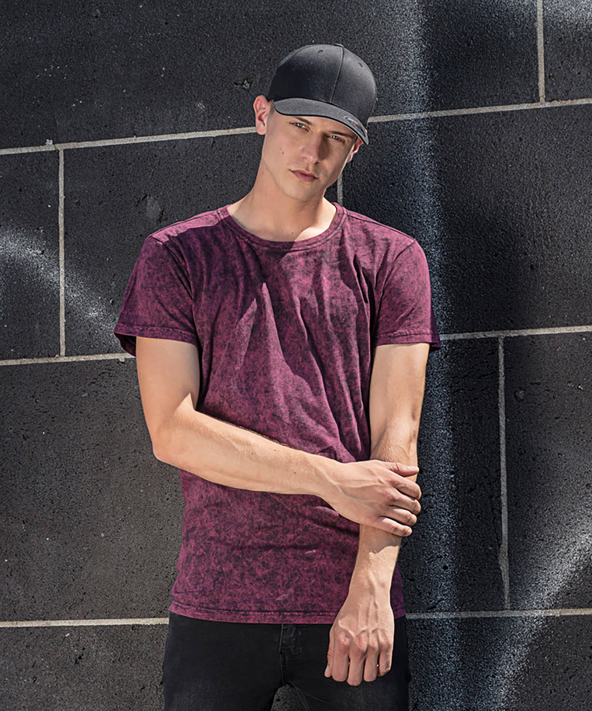 Build Your Brand Acid washed tee, lifestyle photo