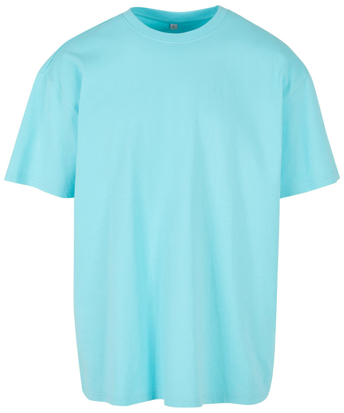 Build Your Brand Heavy oversized tee in Beryl Blue, front view
