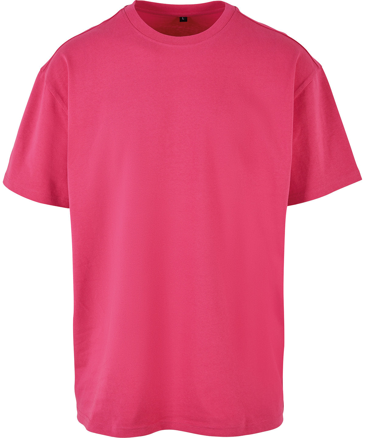 Build Your Brand Heavy oversized tee in Hibiskus Pink, front view