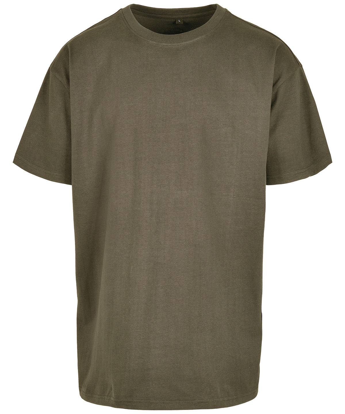 Build Your Brand Heavy oversized tee in Olive, front view