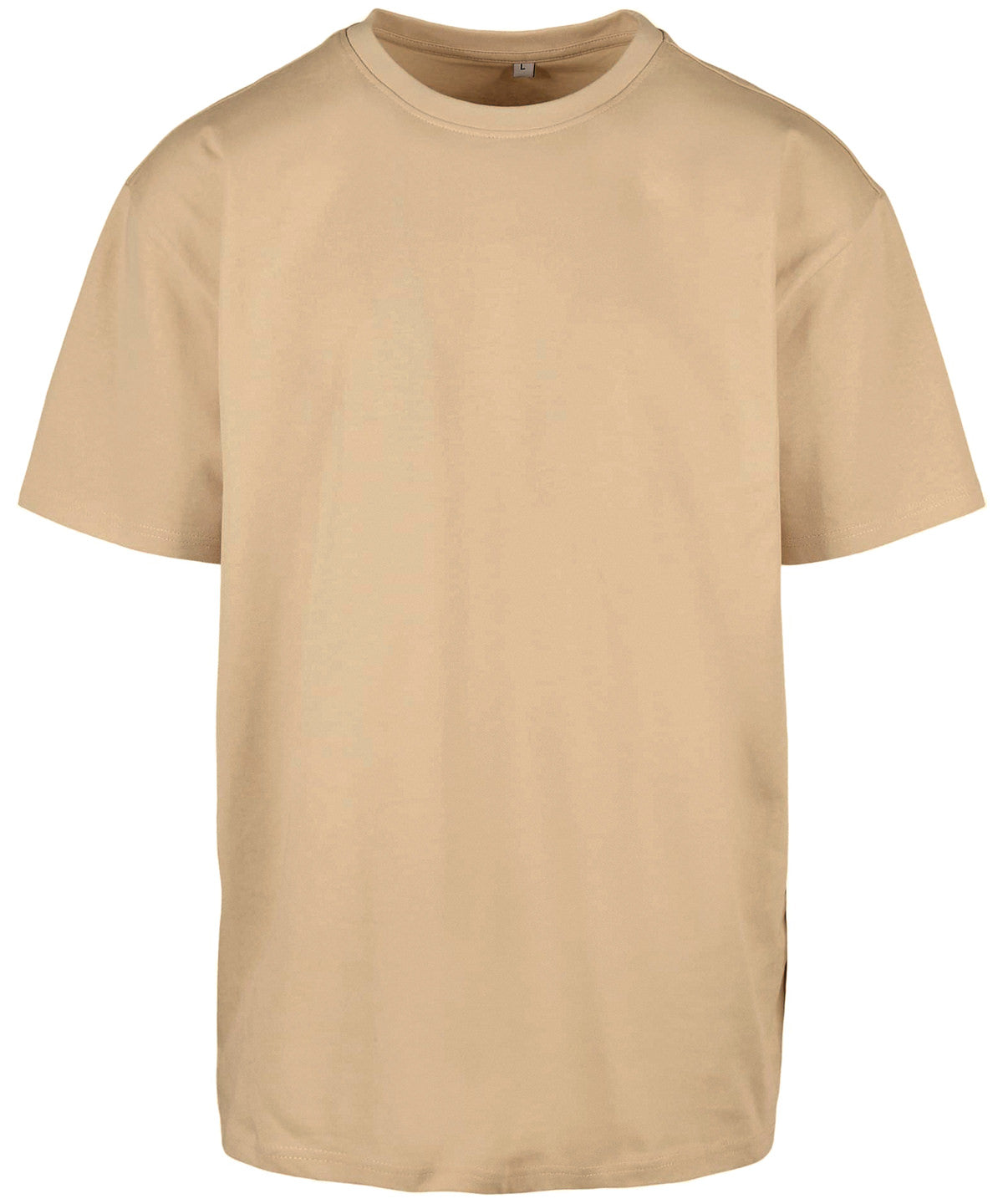 Build Your Brand Heavy oversized tee in Union Beige, front view