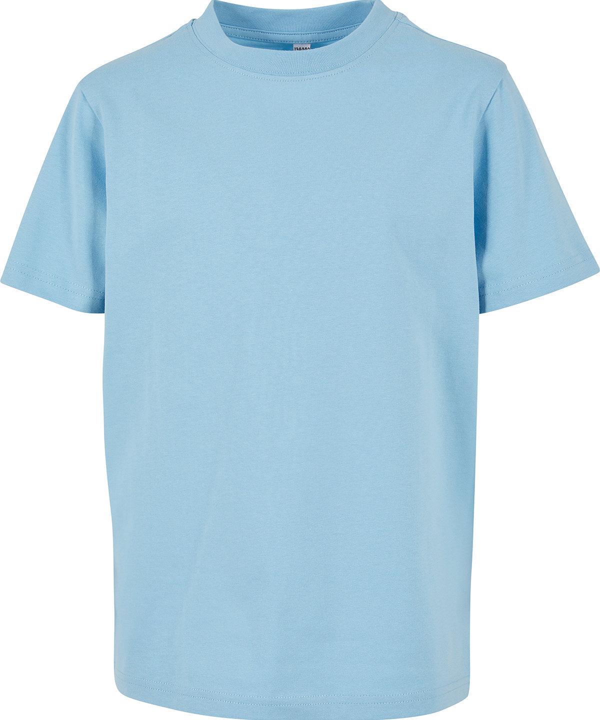 Build Your Brand Kids basic tee in Baltic Blue, front view