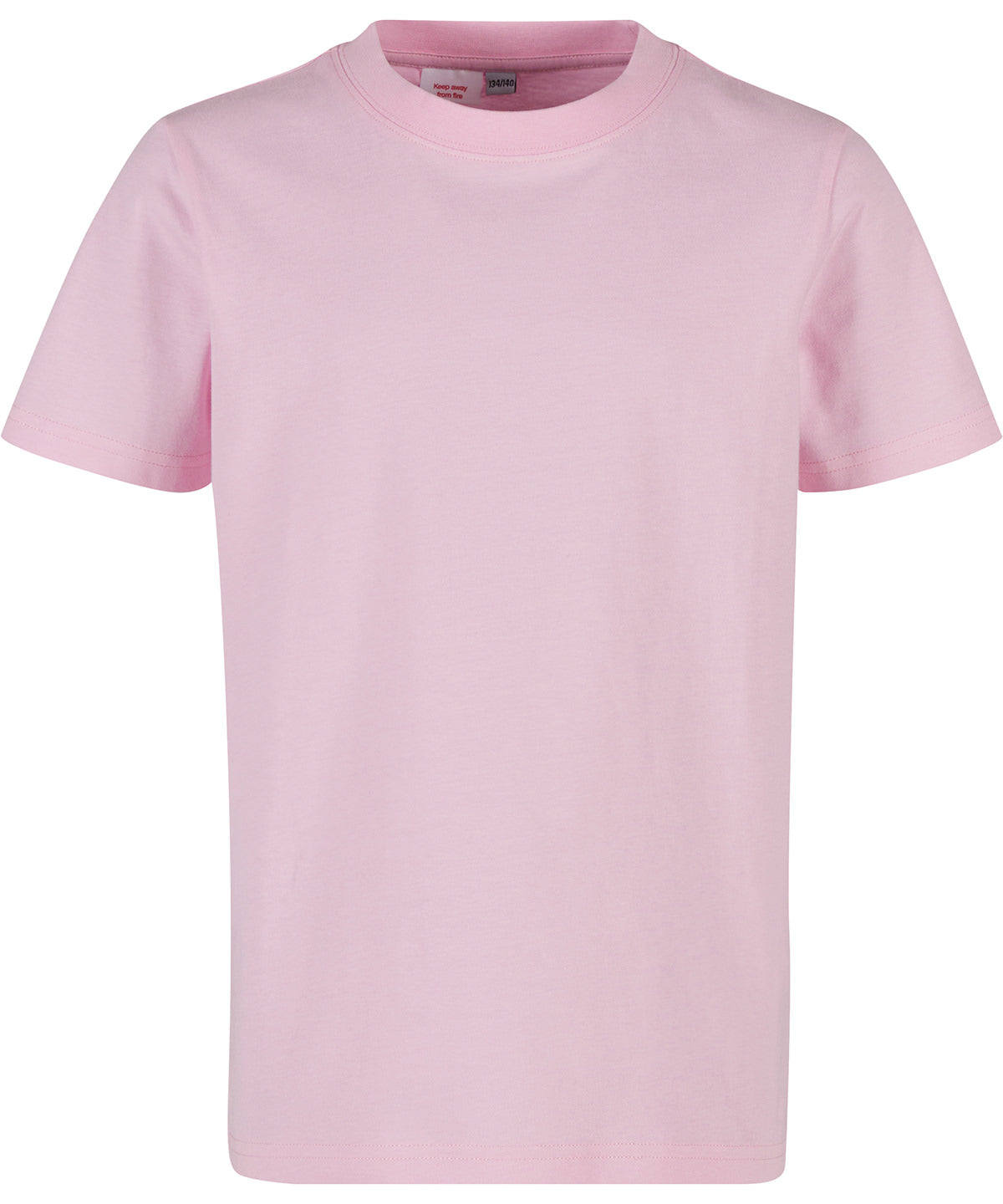Build Your Brand Kids basic tee in Soft Pink, front view