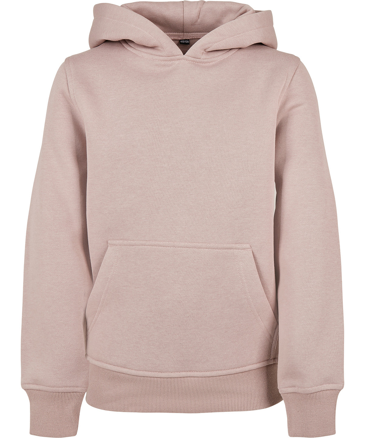 Build Your Brand Kids basic hoodie in Dusk Rose, front view