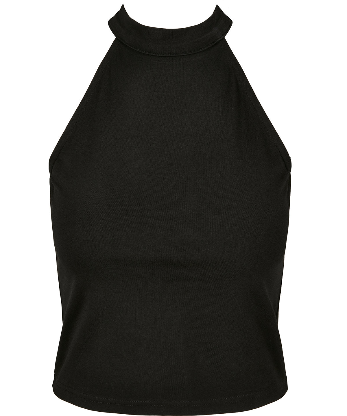 Build Your Brand Women’s turtleneck short top in Black, front view