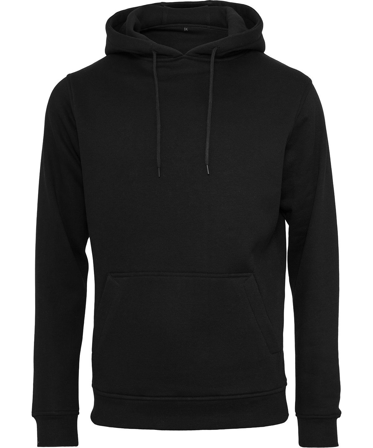 Build Your Brand Organic hoodie in Black, front view