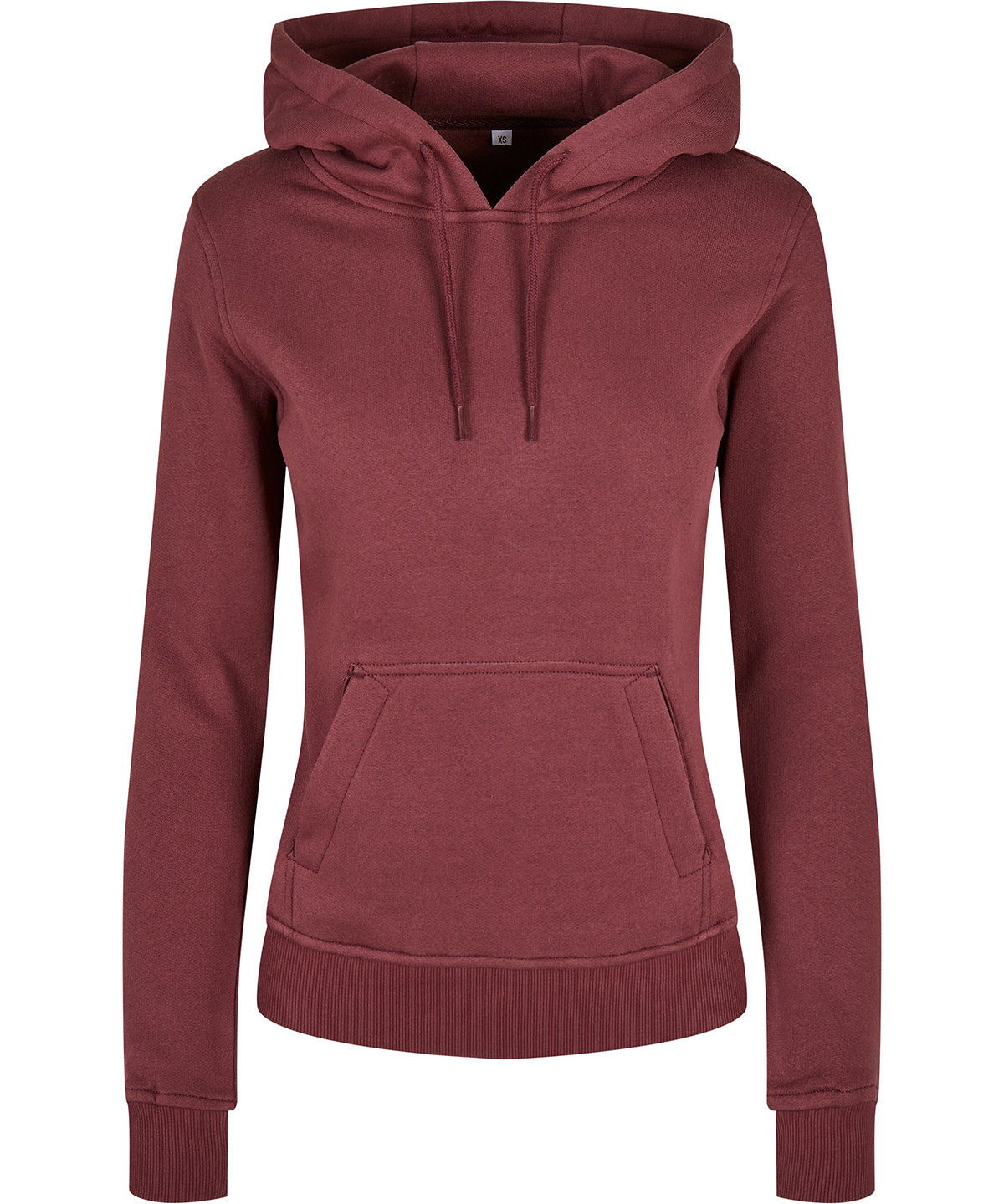 Build Your Brand Women's organic hoodie in Cherry, front view