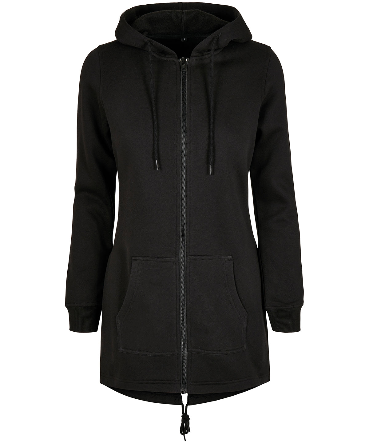 Build Your Brand Women's sweat parka in Black, front view