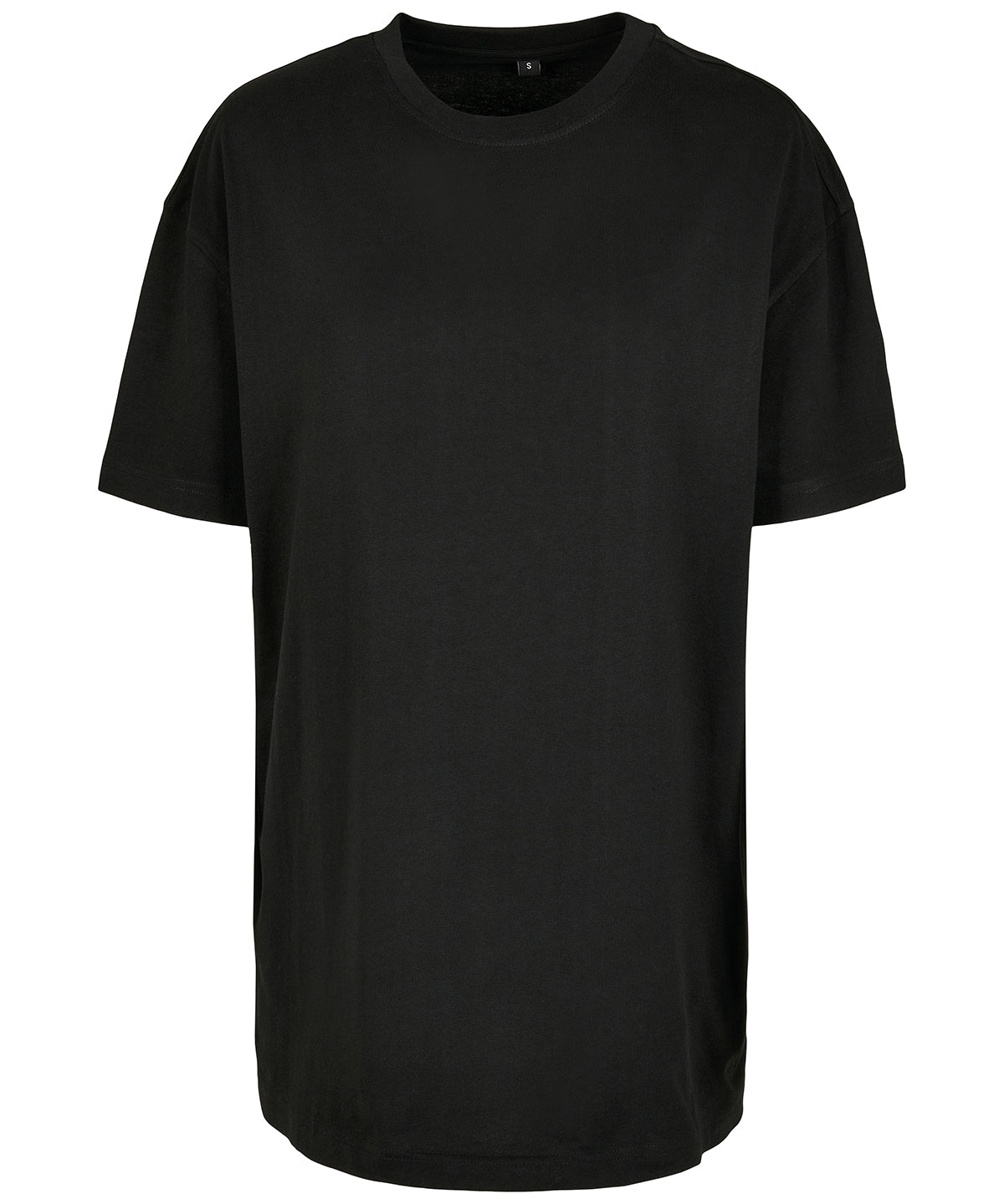 Build Your Brand Women's oversized boyfriend tee in Black, front view