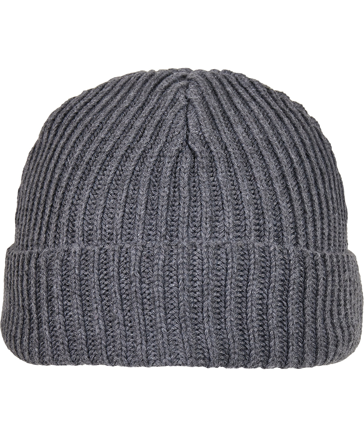 Build Your Brand Recycled yarn fisherman beanie in Asphalt, front view