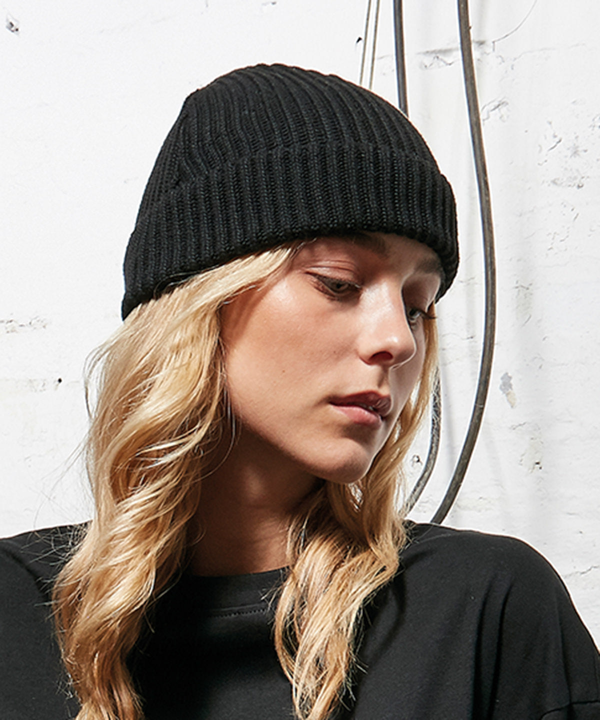 Build Your Brand Recycled yarn fisherman beanie, lifestyle photo