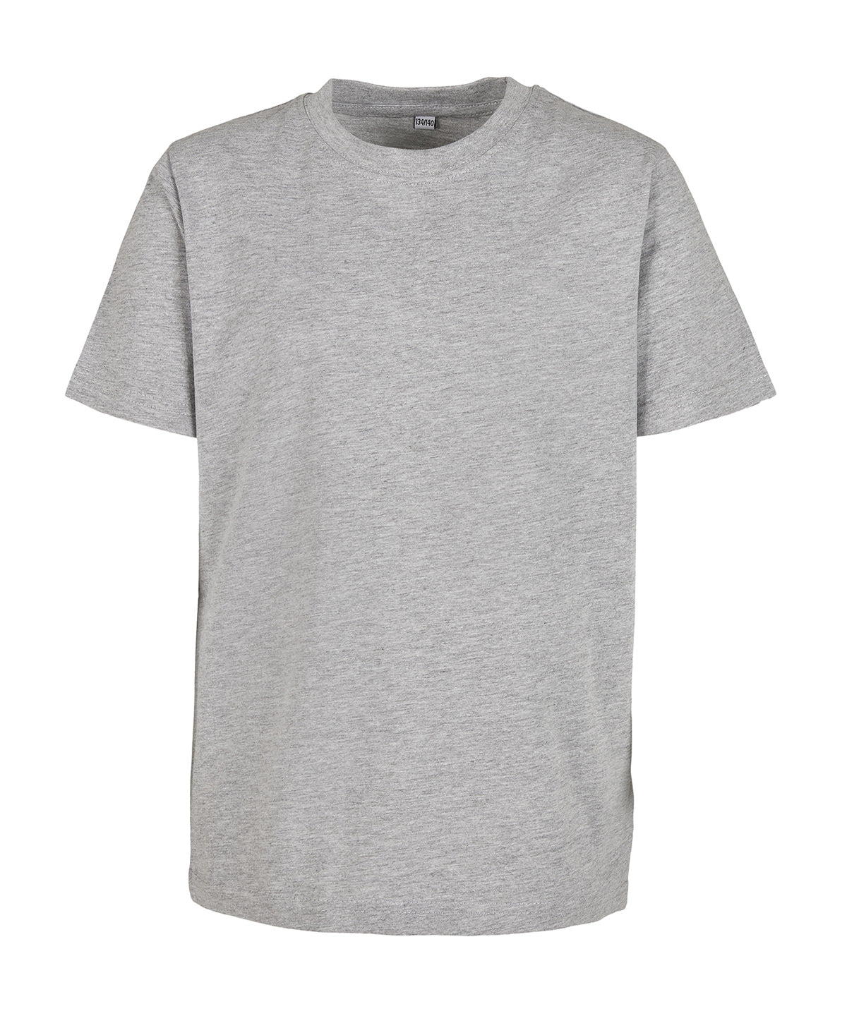 Build Your Brand Kids basic tee 2.0 in Heather_20Grey, front view