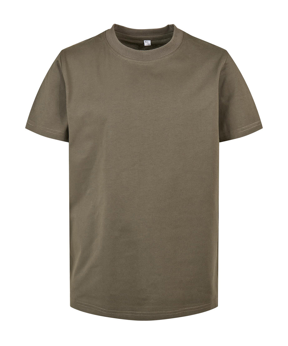 Build Your Brand Kids basic tee 2.0 in Olive, front view