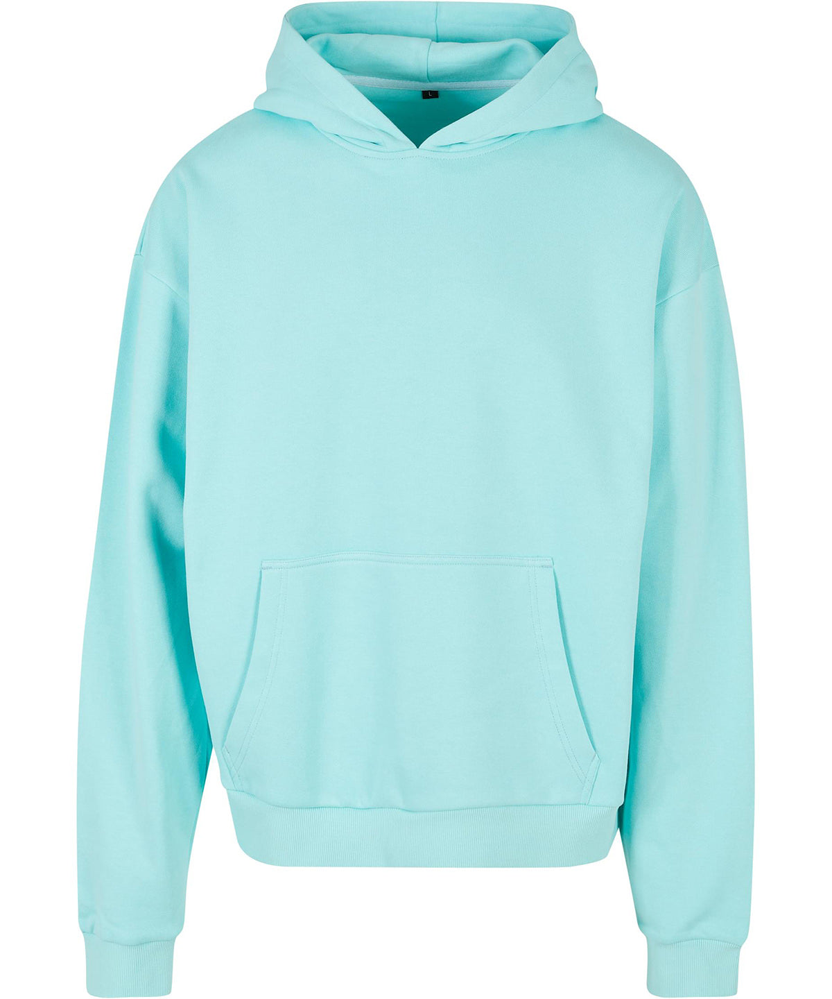 Build Your Brand Ultra heavy hoodie in Beryl Blue, front view