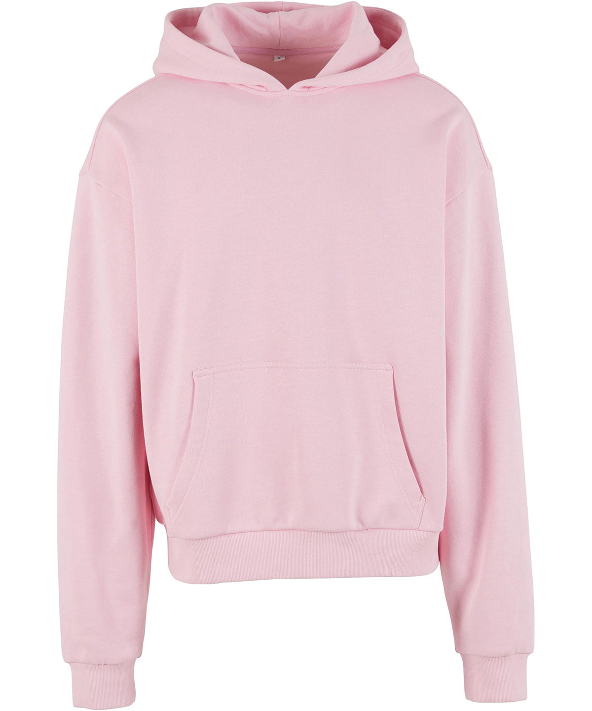 Build Your Brand Ultra heavy hoodie in Soft Pink, front view