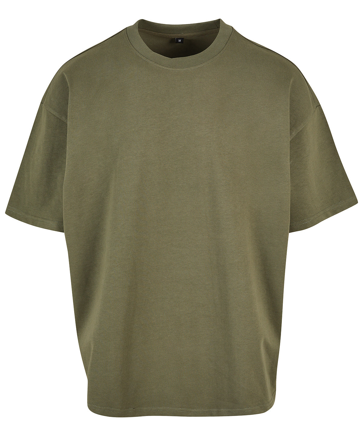 Build Your Brand Ultra heavy cotton box tee in Olive, front view
