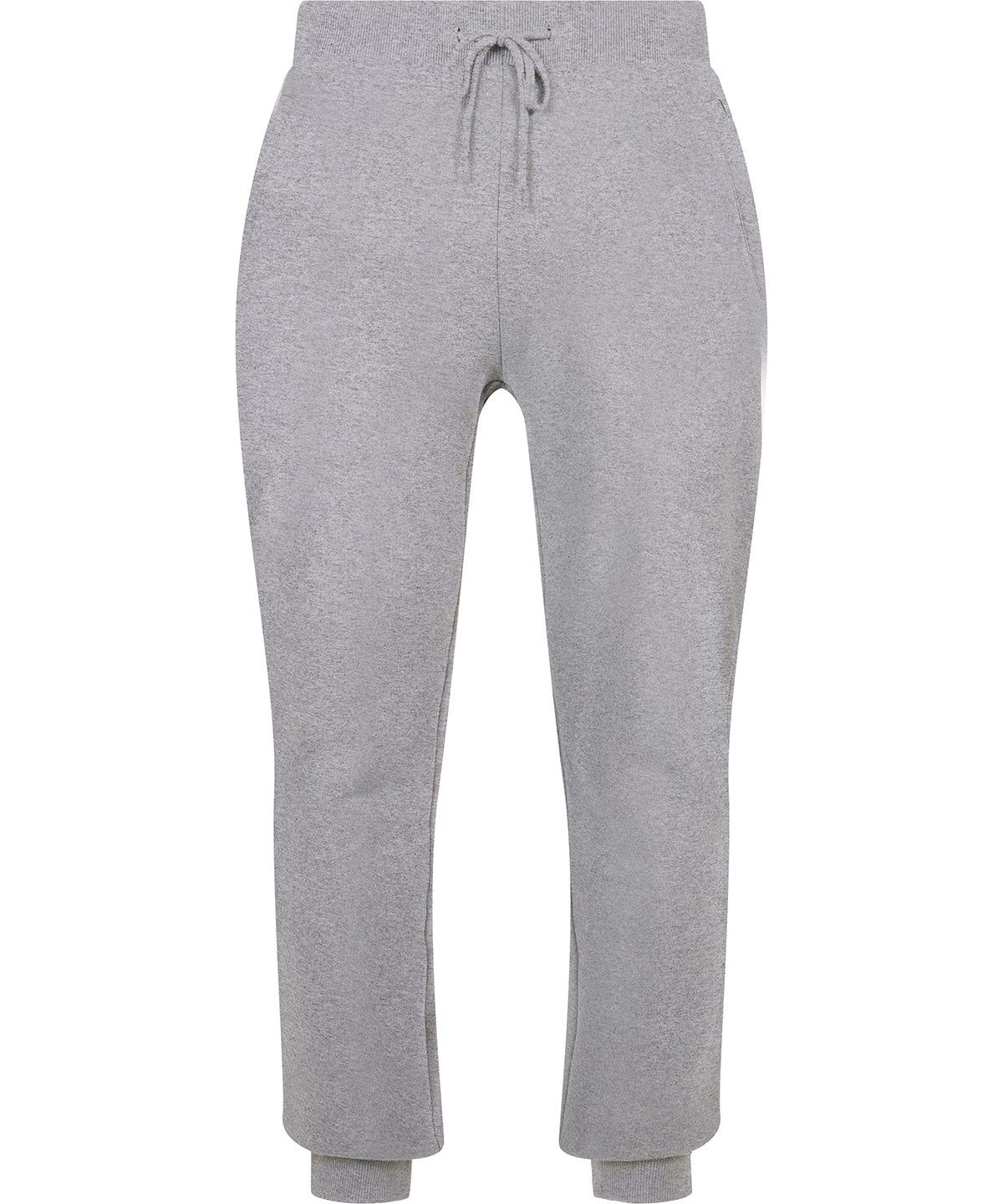 Build Your Brand Organic basic sweatpants in Heather Grey, front view