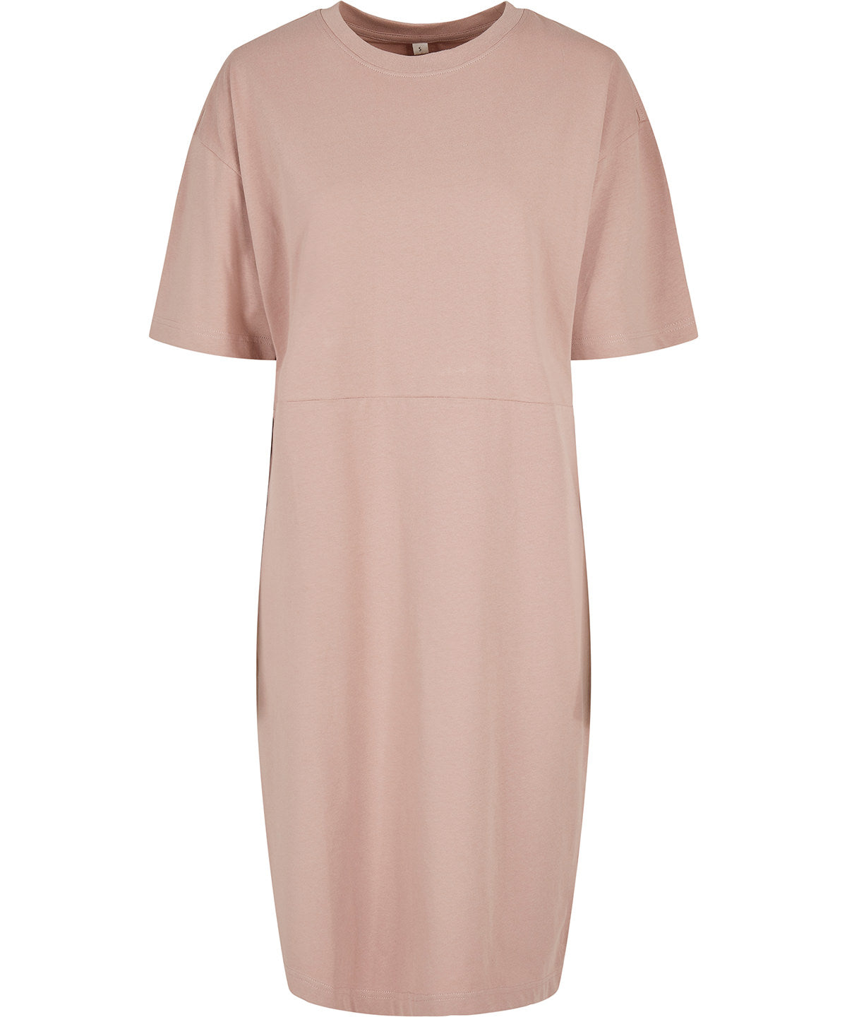 Build Your Brand Women's organic oversized slit tee dress in Dusk Rose, front view