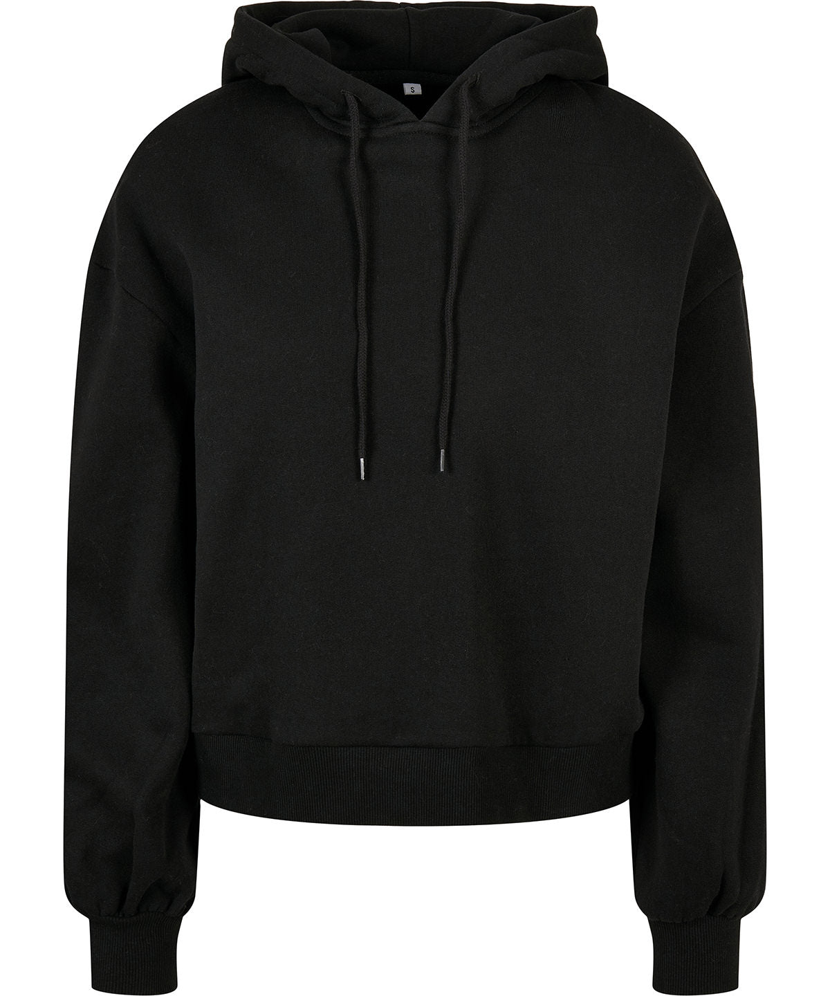 Build Your Brand Women's organic oversized hoodie in Black, front view
