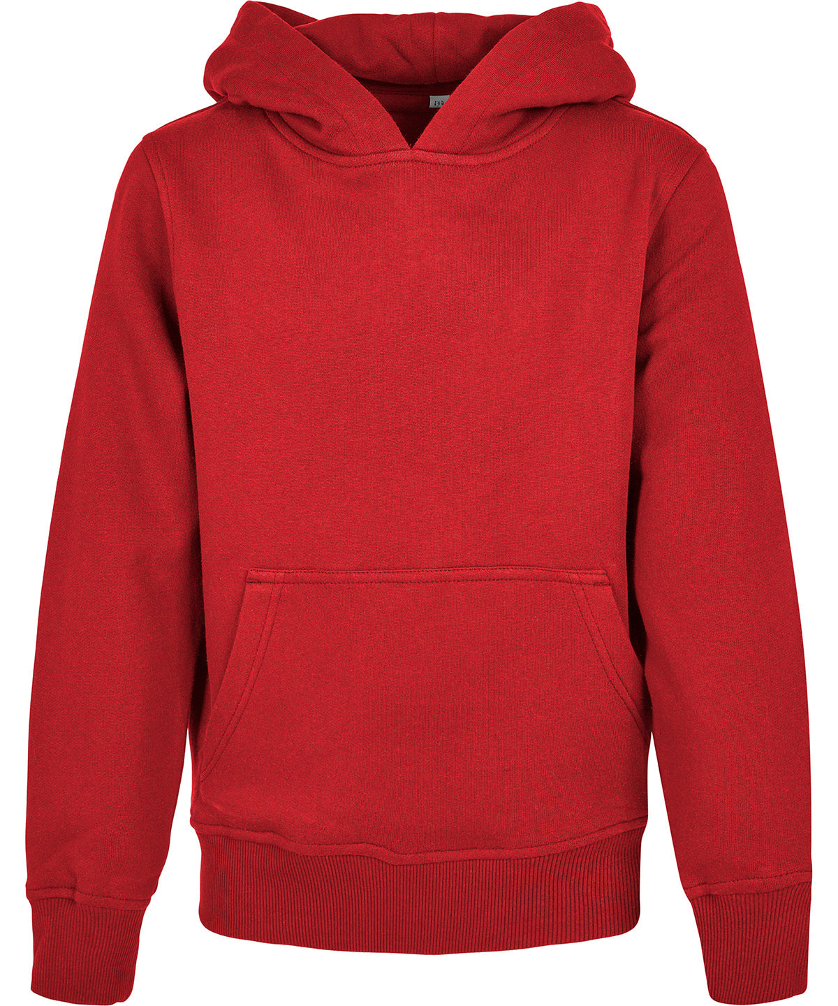 Build Your Brand Organic kids basic hoodie in City Red, front view