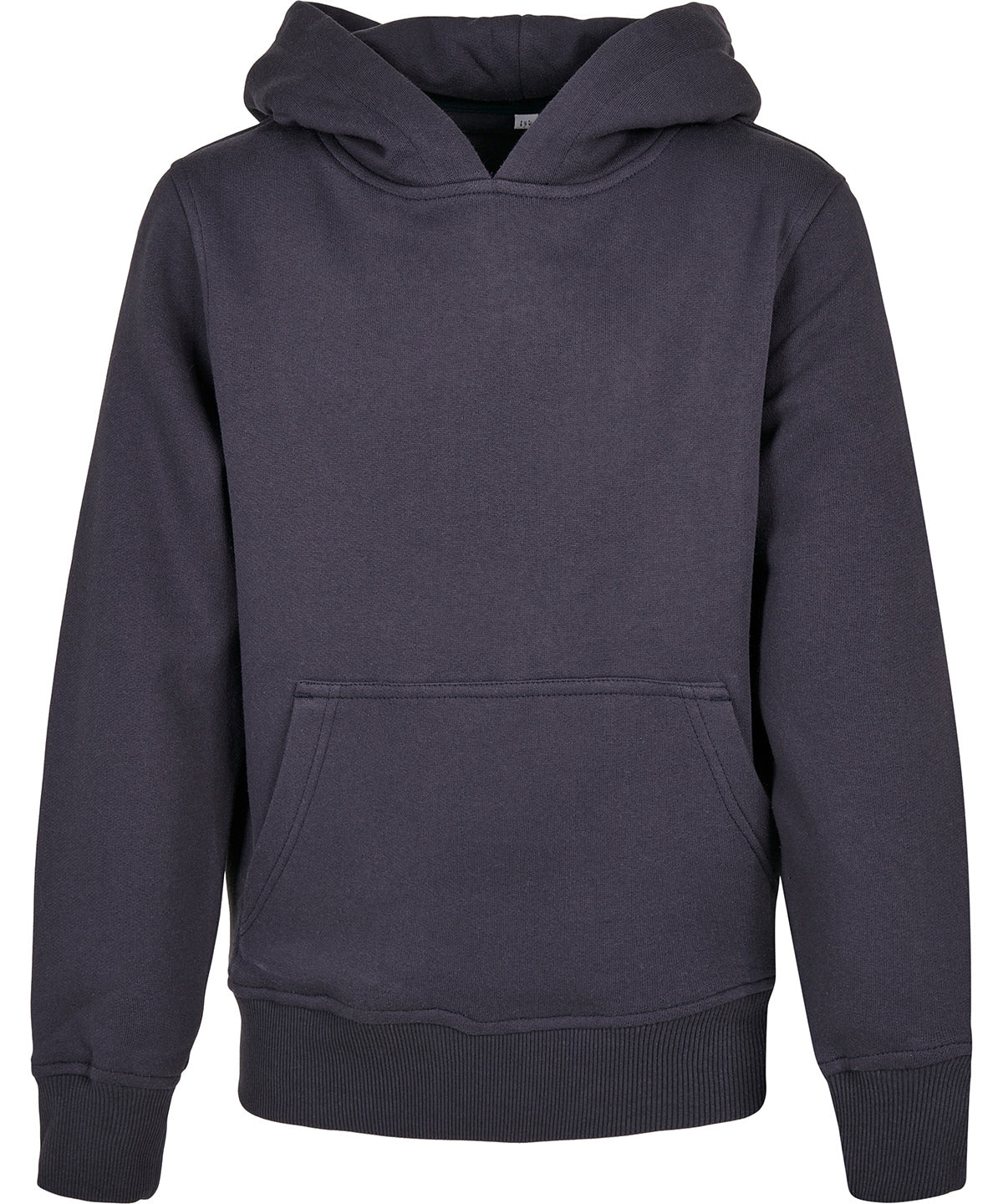 Build Your Brand Organic kids basic hoodie in Navy, front view