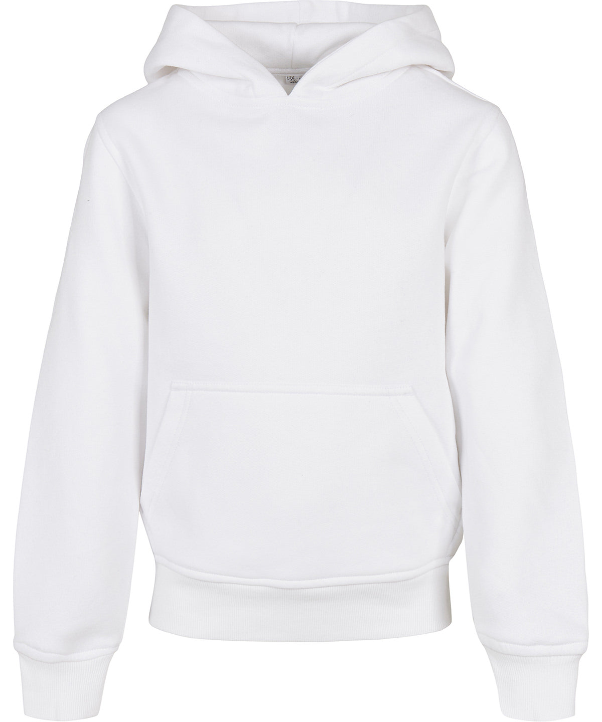 Build Your Brand Organic kids basic hoodie in White, front view