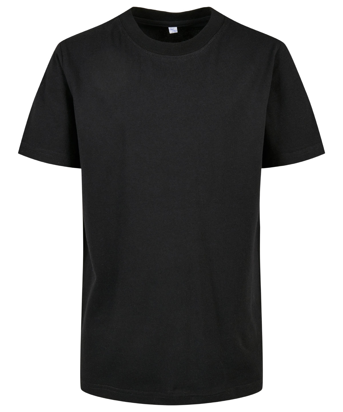 Build Your Brand Organic kids basic tee in Black, front view