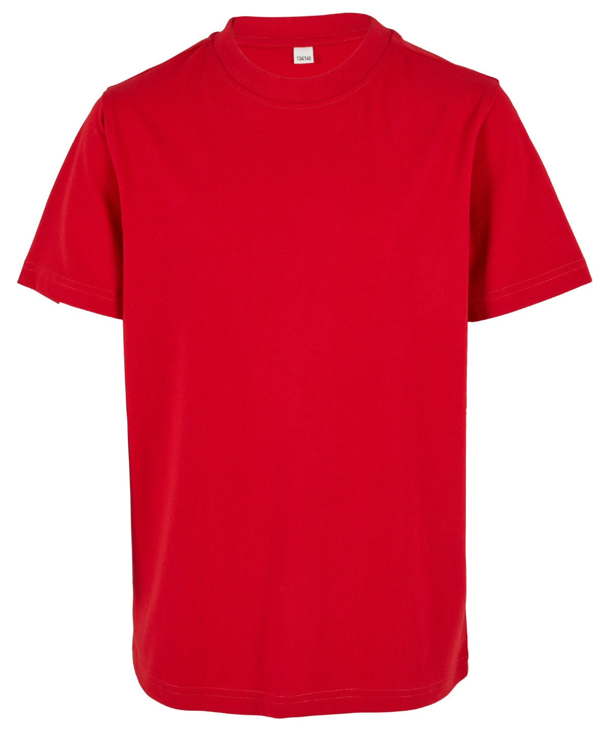 Build Your Brand Organic kids basic tee in City Red, front view