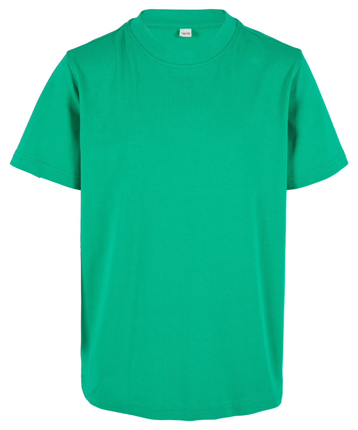 Build Your Brand Organic kids basic tee in Grass Green, front view