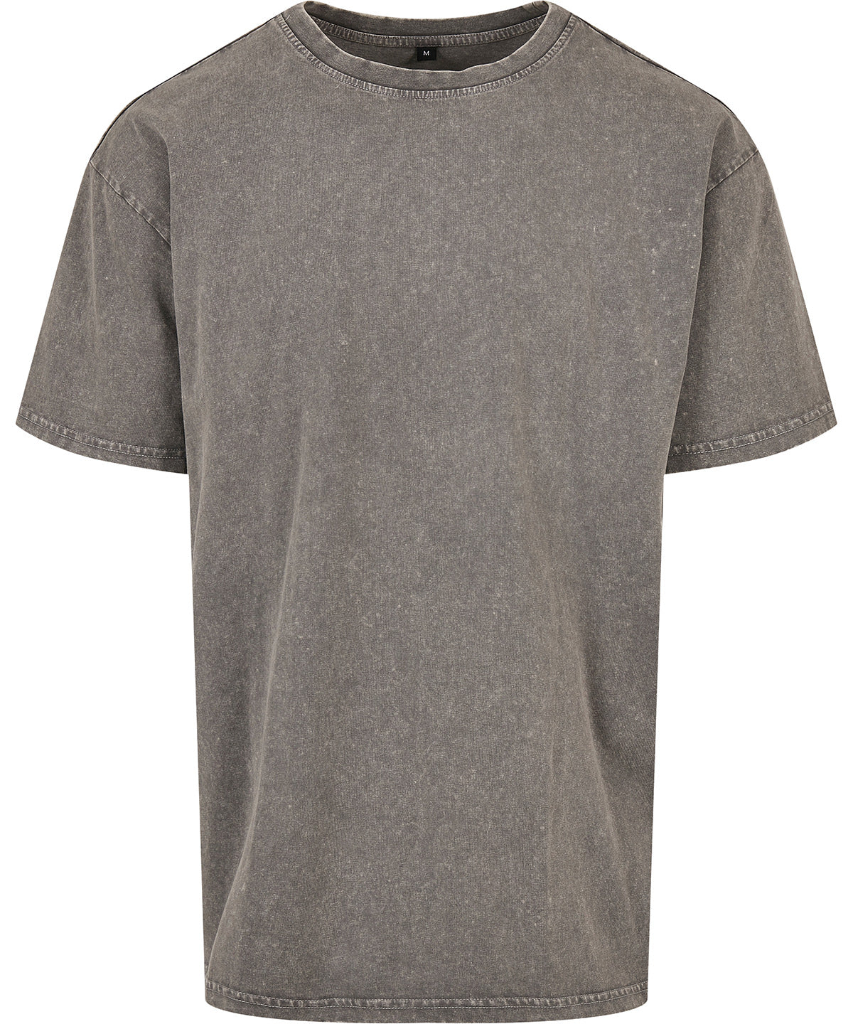 Build Your Brand Acid washed heavy oversized tee in Asphalt, front view