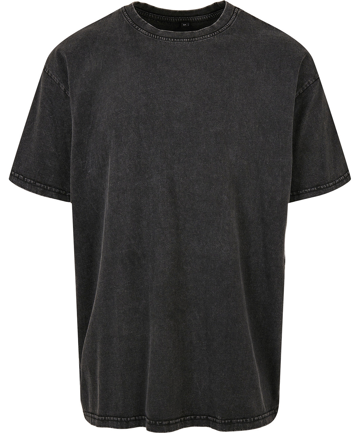 Build Your Brand Acid washed heavy oversized tee in Black, front view