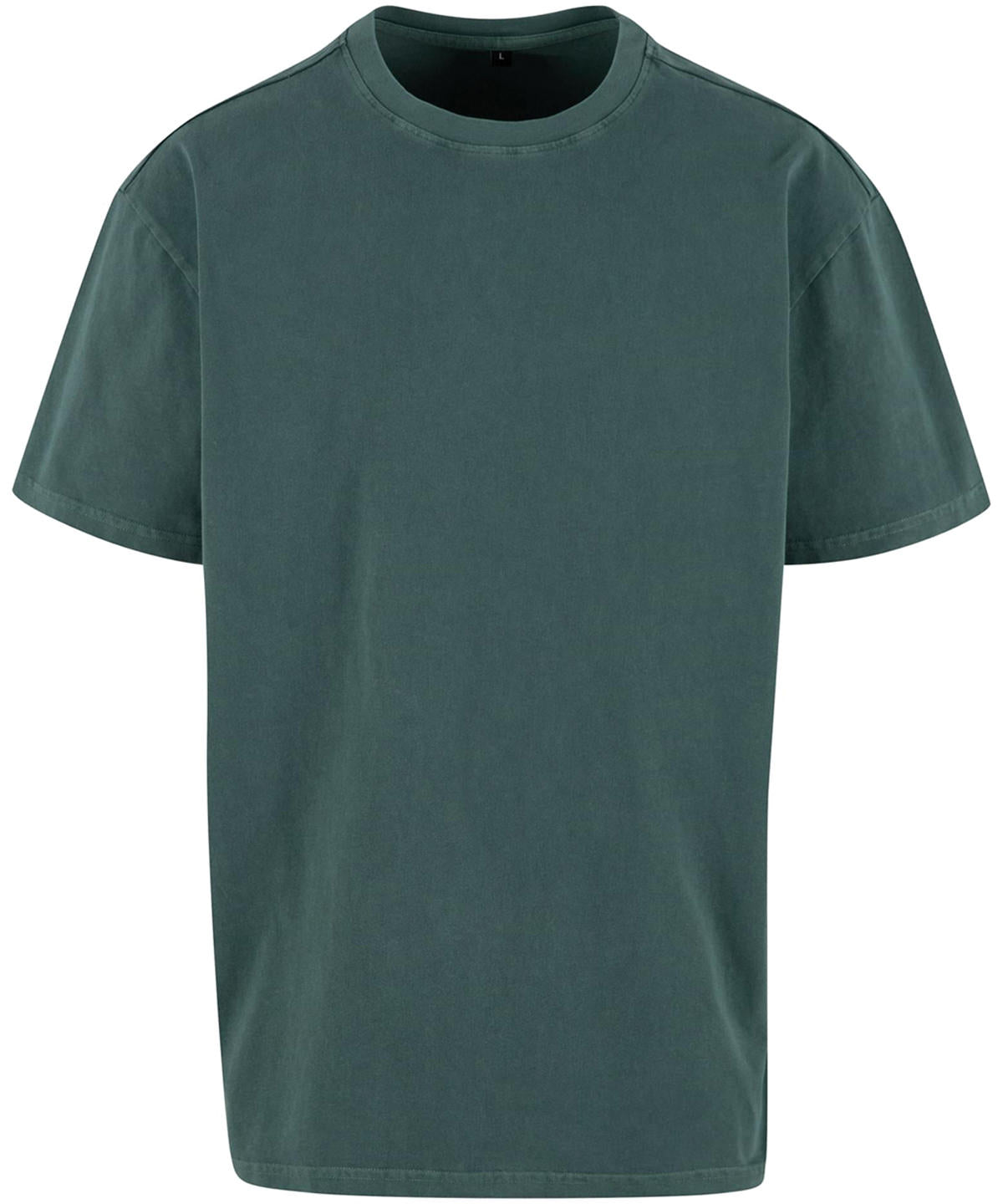 Build Your Brand Acid washed heavy oversized tee in Bottle Green, front view