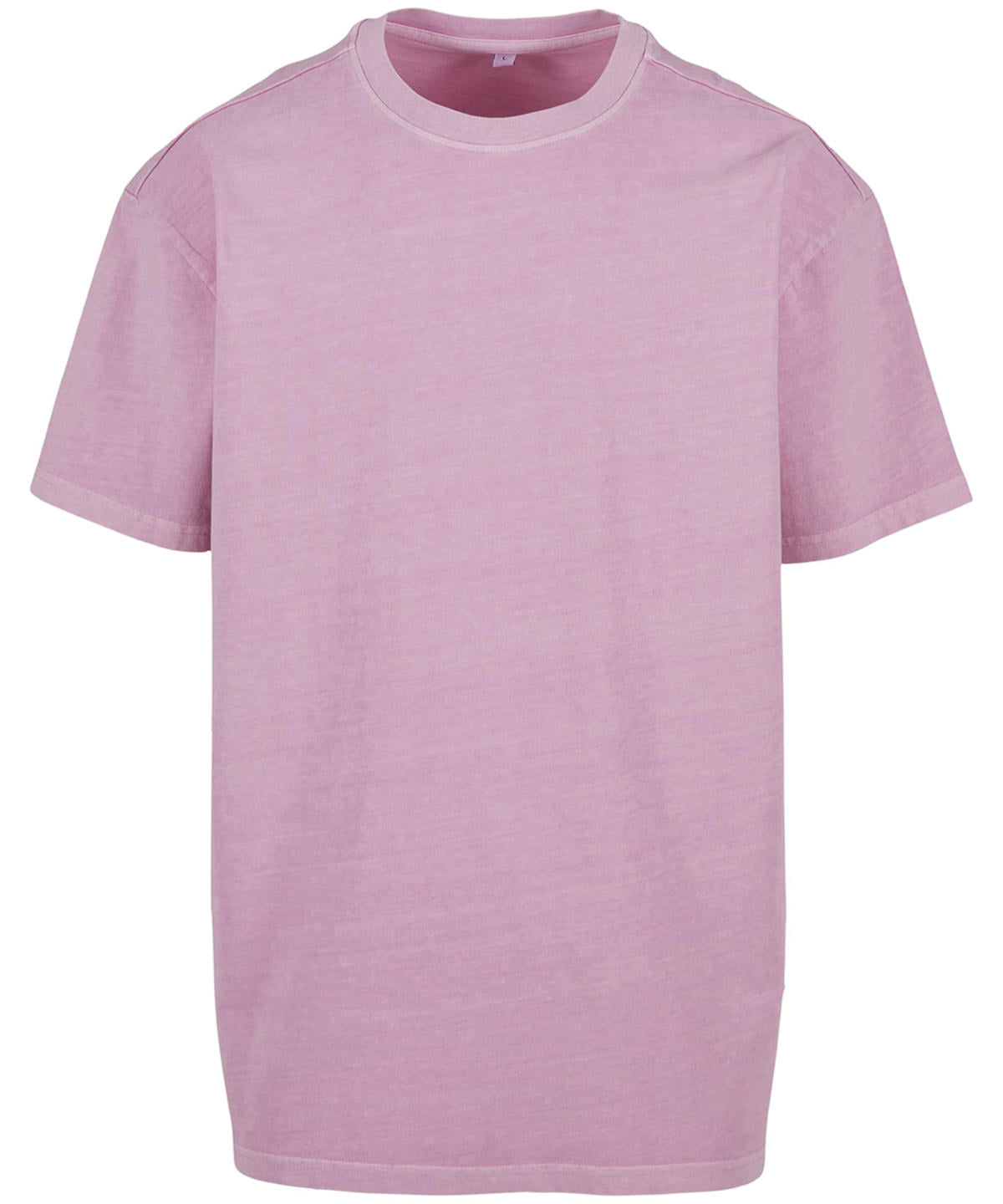 Build Your Brand Acid washed heavy oversized tee in Cool Pink, front view