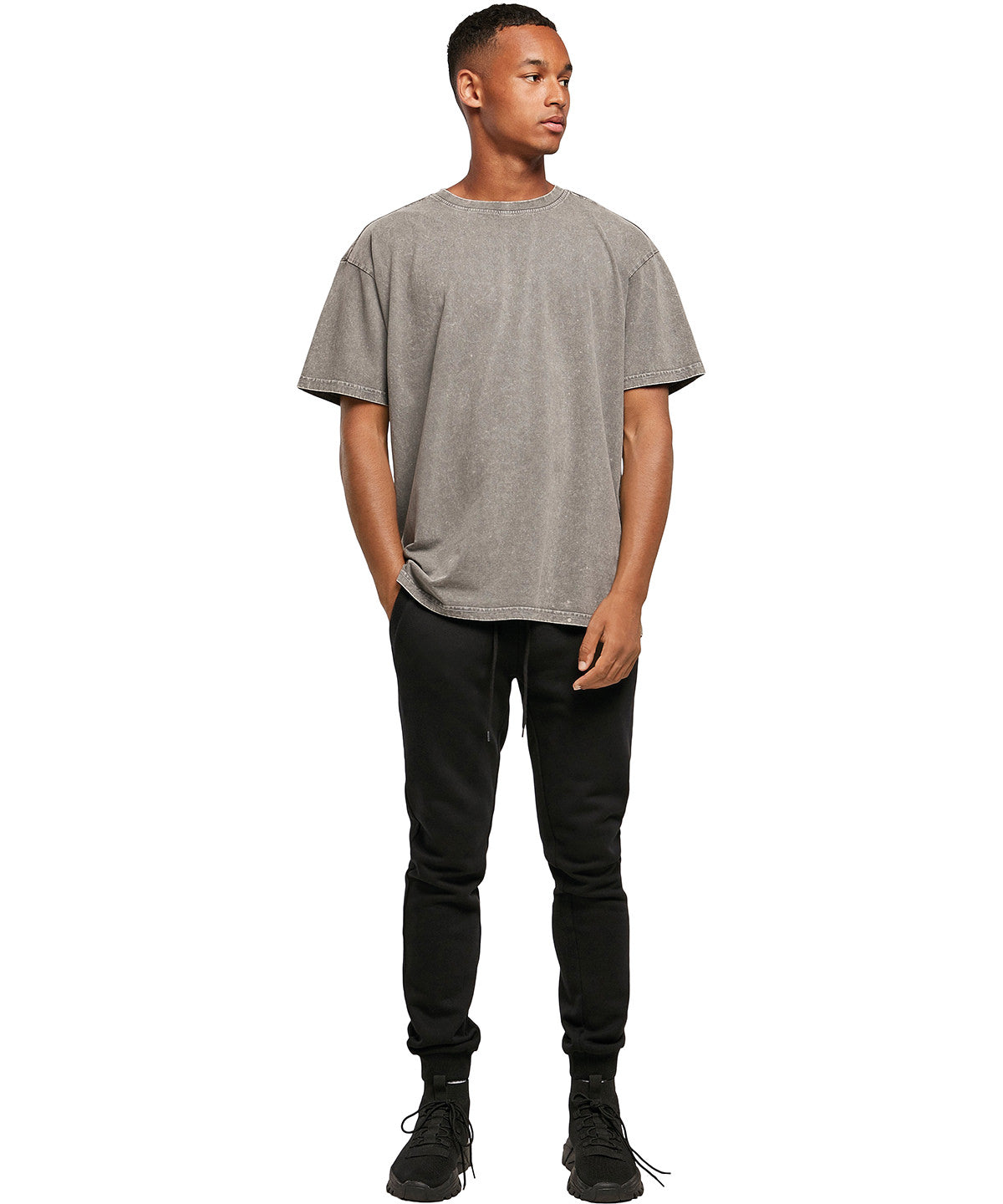 Build Your Brand Acid washed heavy oversized tee, lifestyle photo