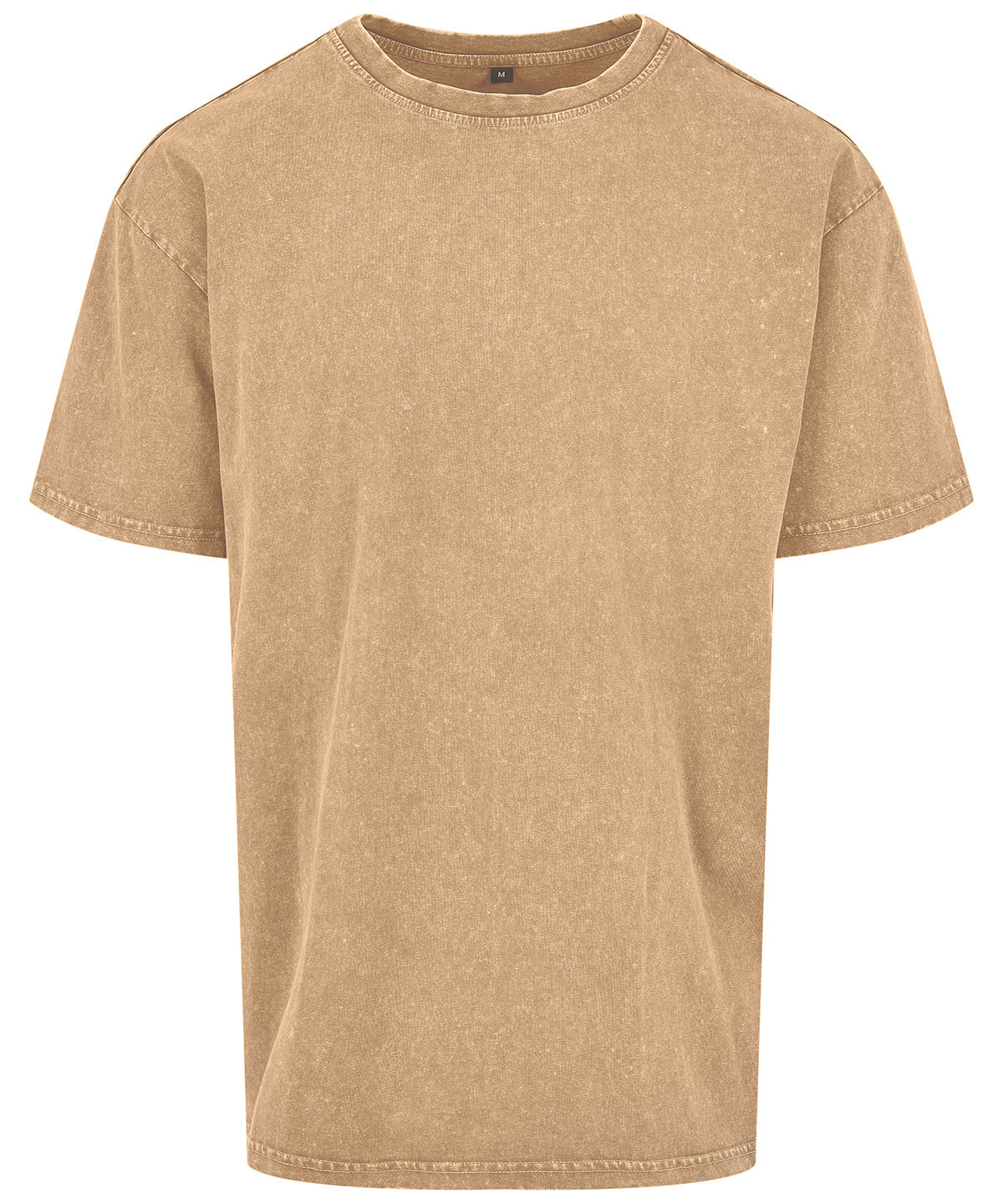 Build Your Brand Acid washed heavy oversized tee in Union Beige, front view
