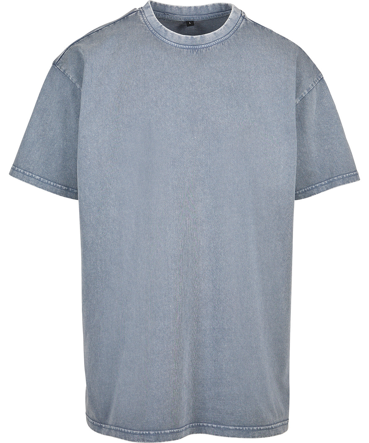 Build Your Brand Acid washed heavy oversized tee in Vintage Blue, front view