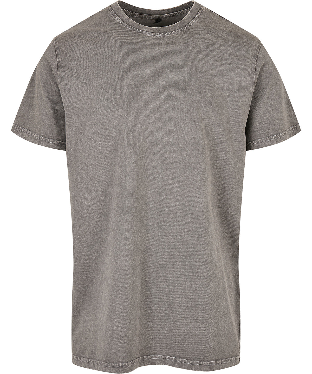 Build Your Brand Acid washed round neck tee in Asphalt, front view