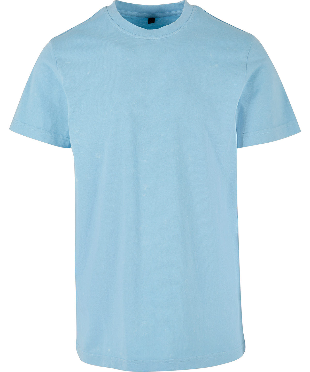 Build Your Brand Acid washed round neck tee in Baltic Blue, front view