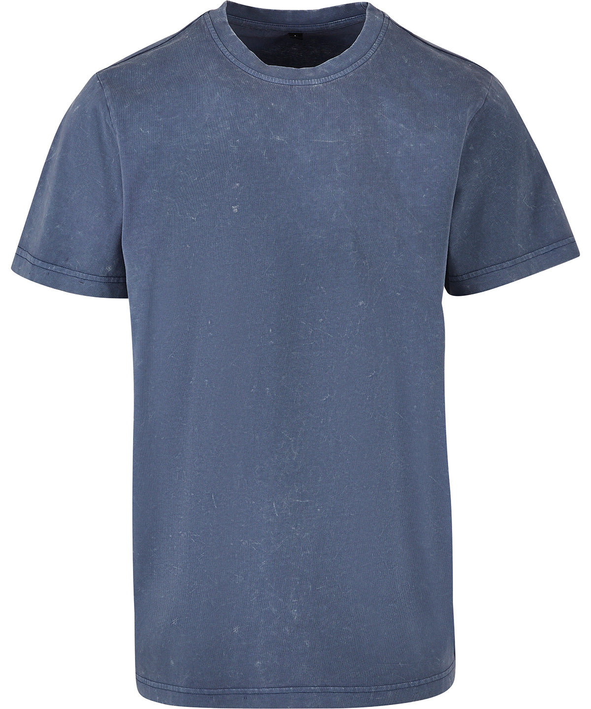 Build Your Brand Acid washed round neck tee in Vintage Blue, front view