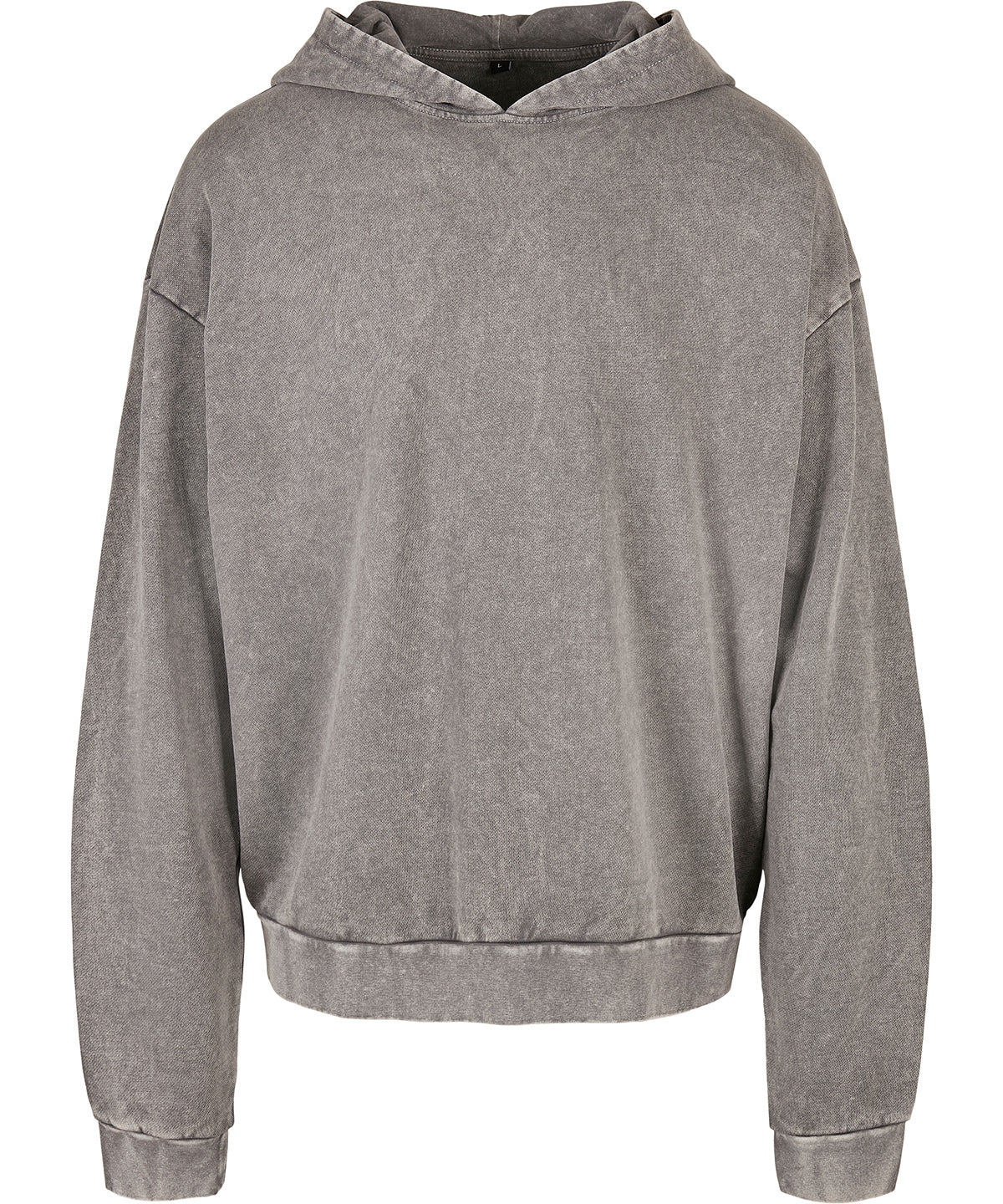 Build Your Brand Acid washed oversize hoodie in Asphalt, front view