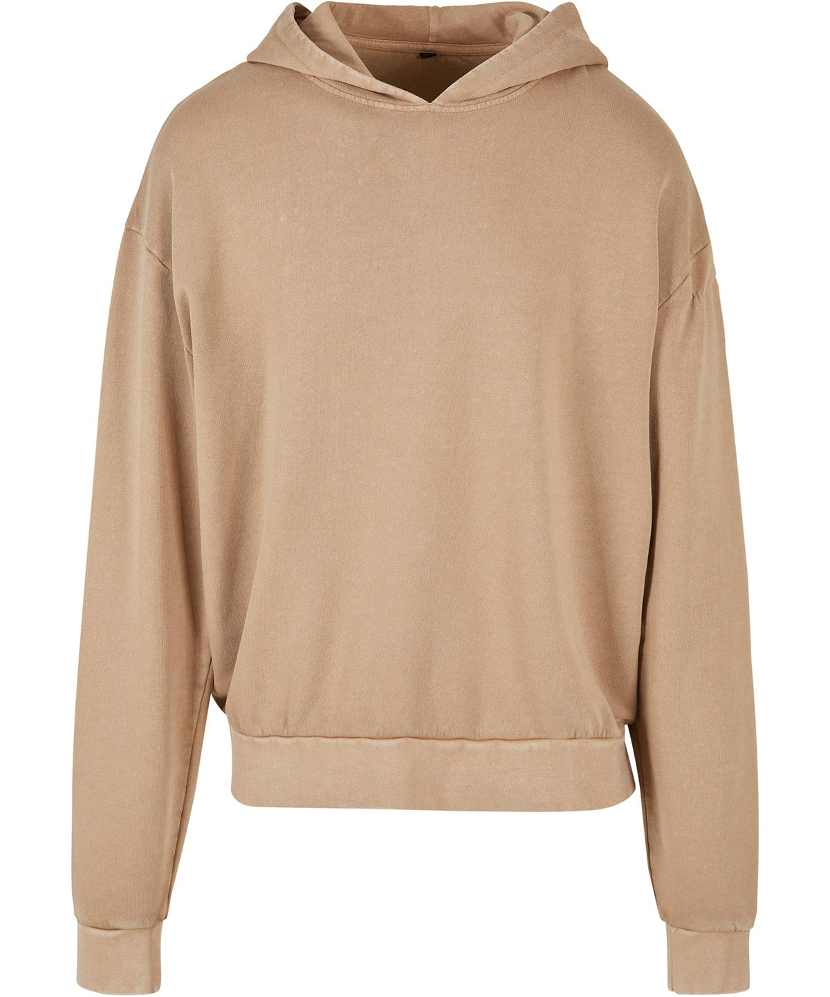 Build Your Brand Acid washed oversize hoodie in Union Beige, front view