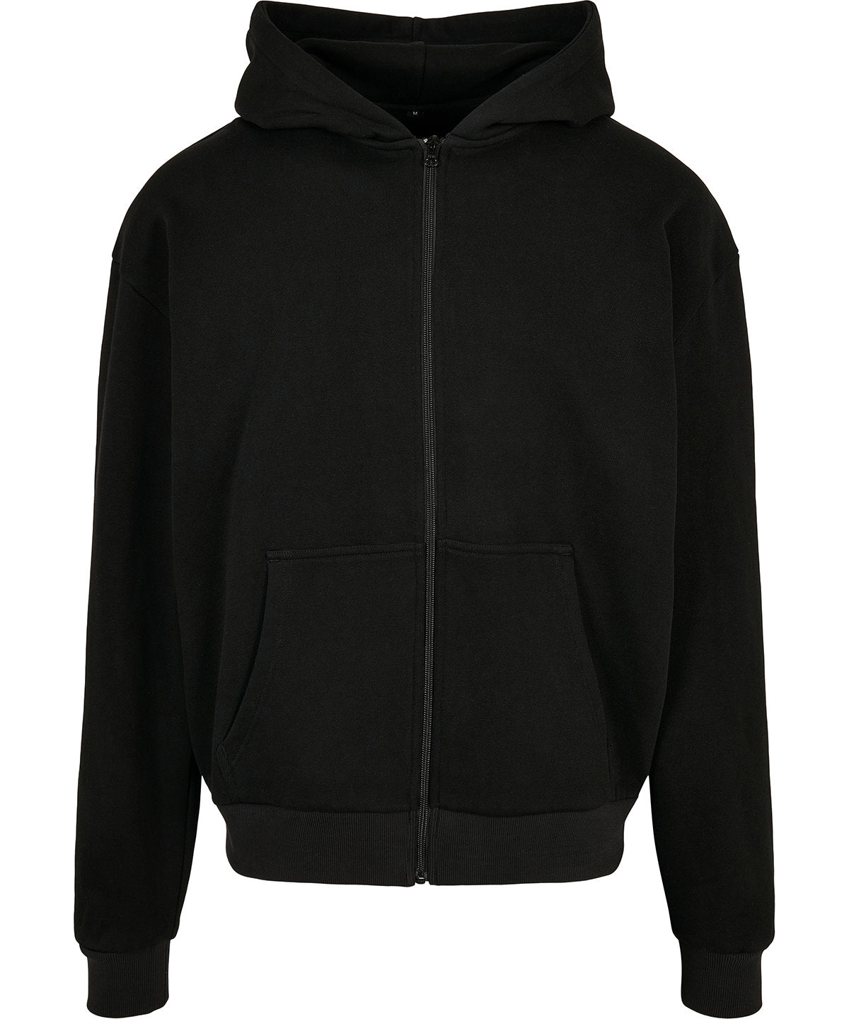 Build Your Brand Ultra heavy zip hoodie in Black, front view