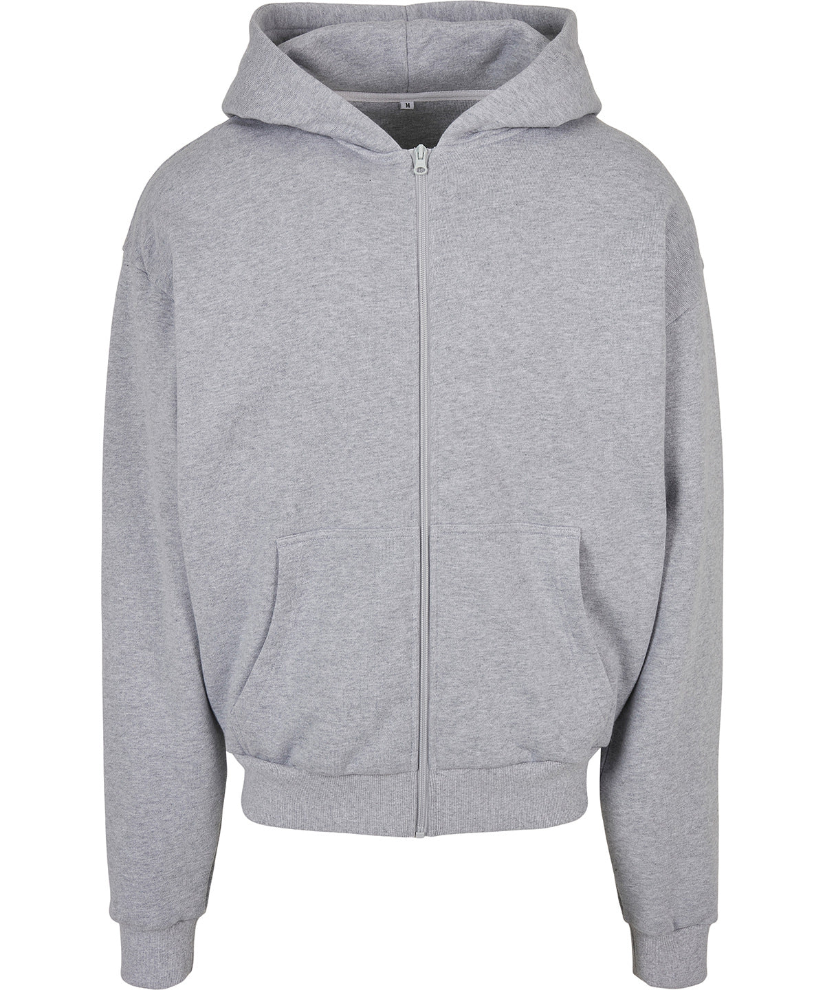 Build Your Brand Ultra heavy zip hoodie in Heather Grey, front view