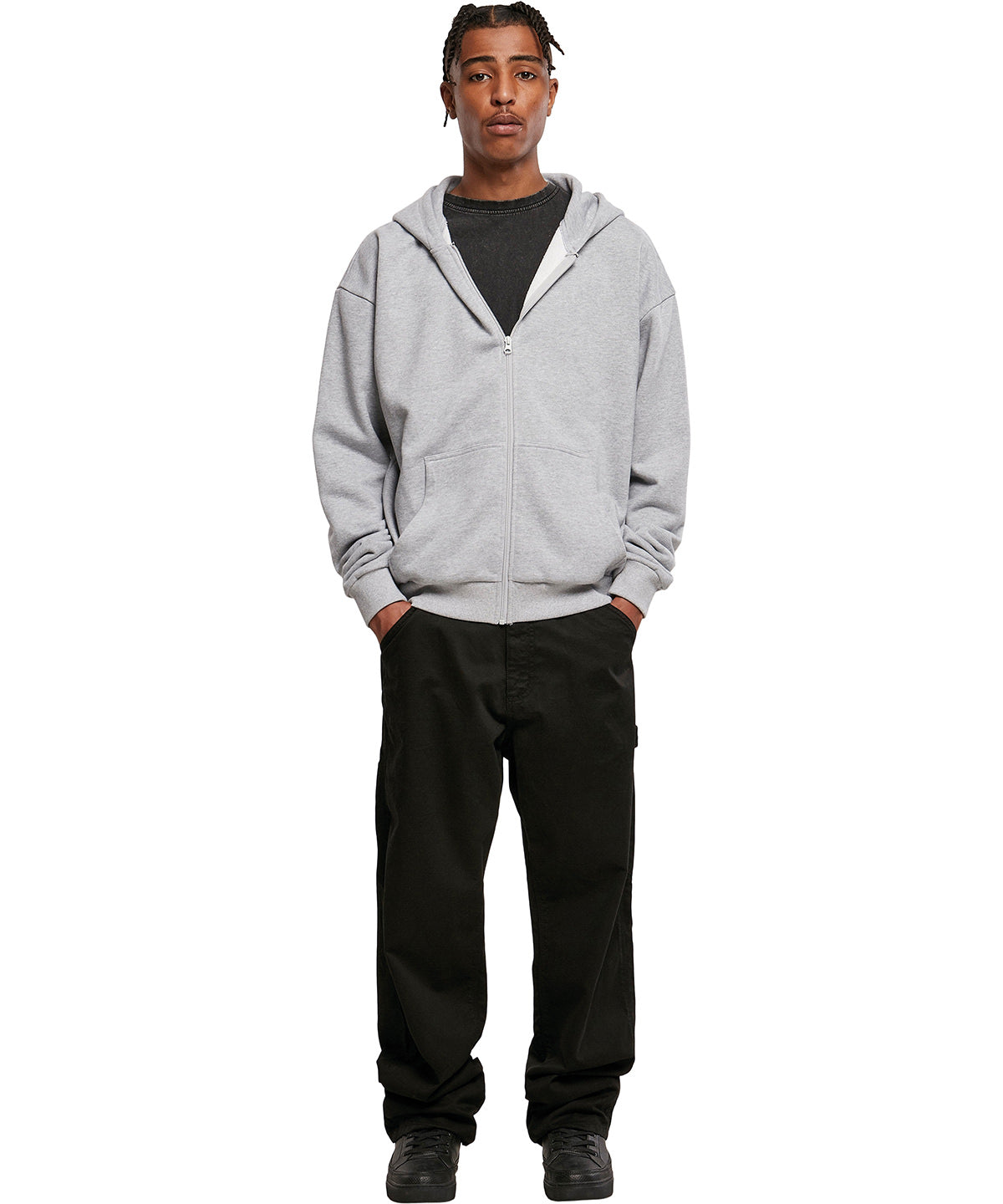 Build Your Brand Ultra heavy zip hoodie, lifestyle photo
