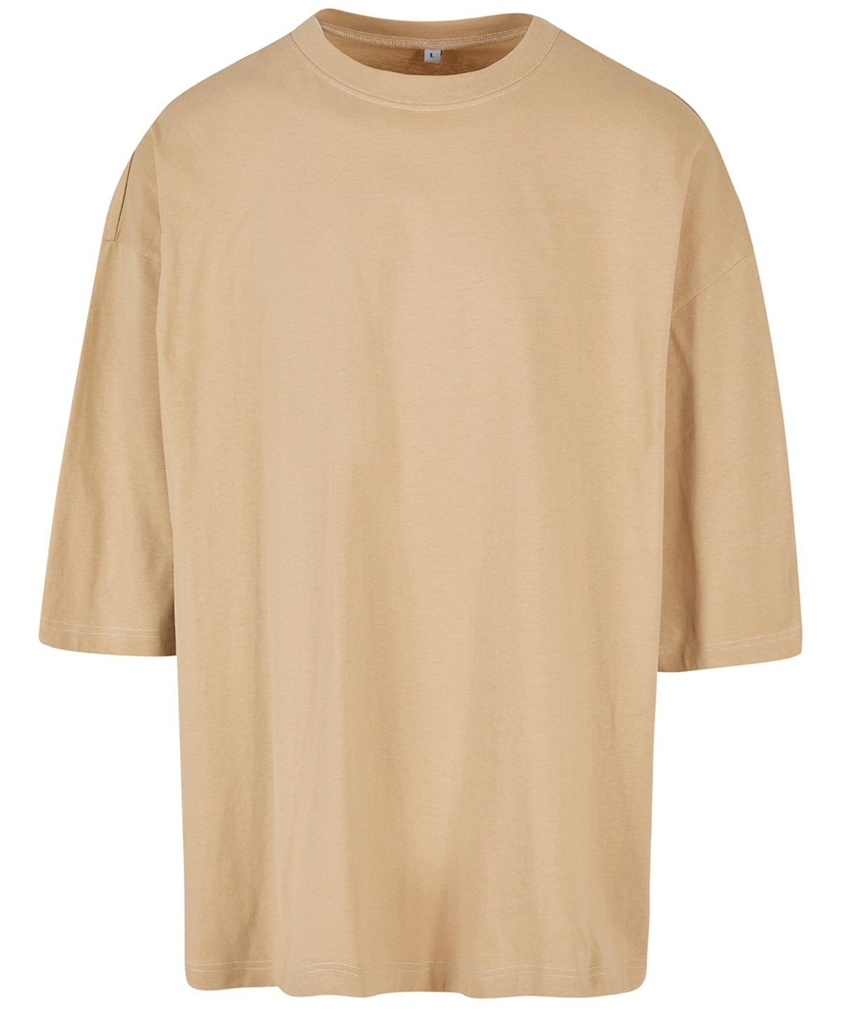 Build Your Brand Huge tee in Union Beige, front view