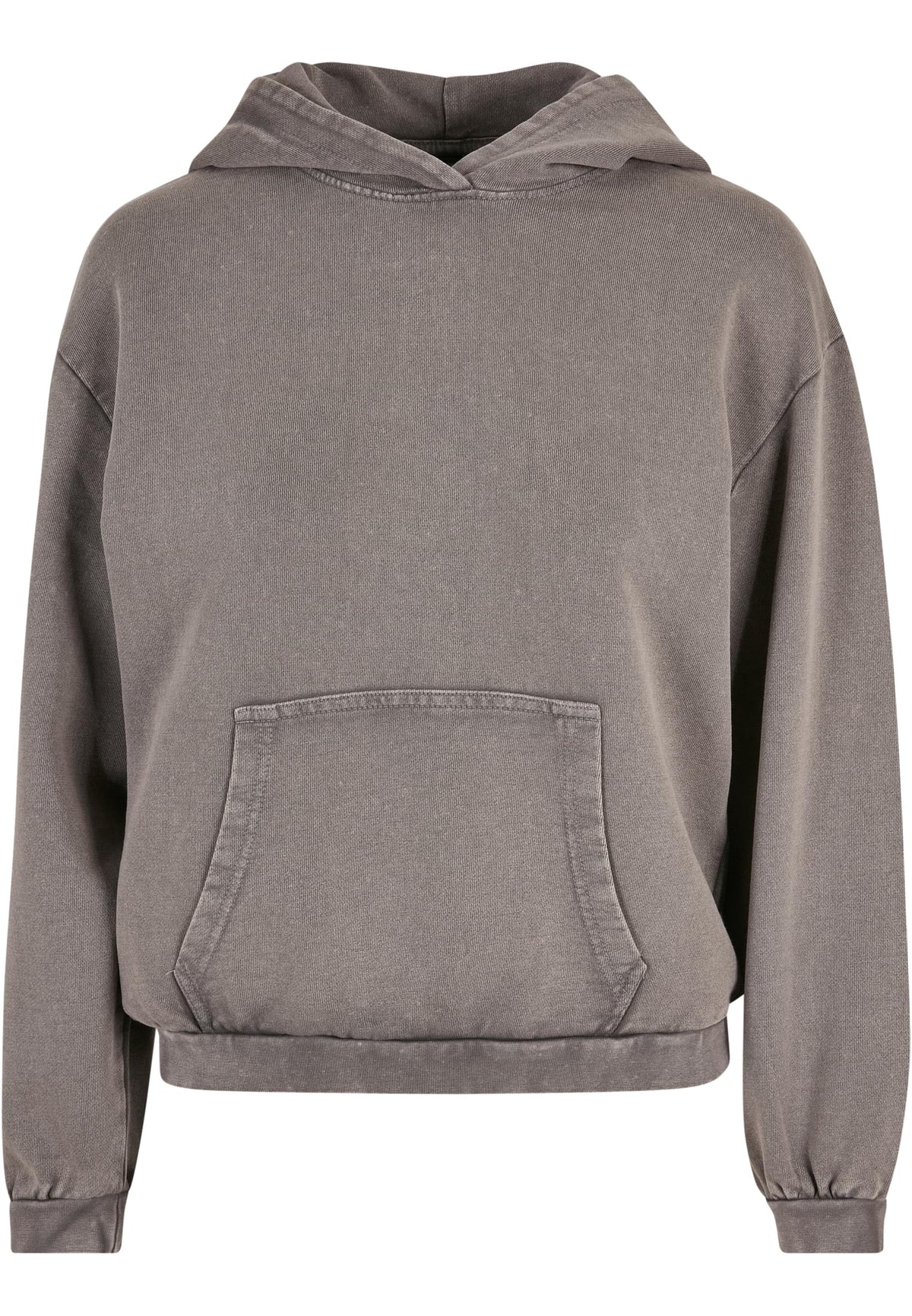 Build Your Brand Women's acid washed oversized hoodie in Asphalt, front view