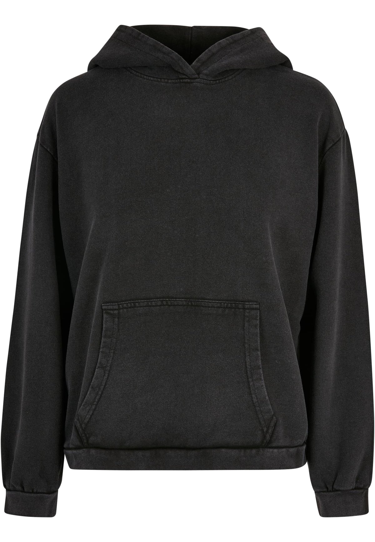 Build Your Brand Women's acid washed oversized hoodie in Black, front view