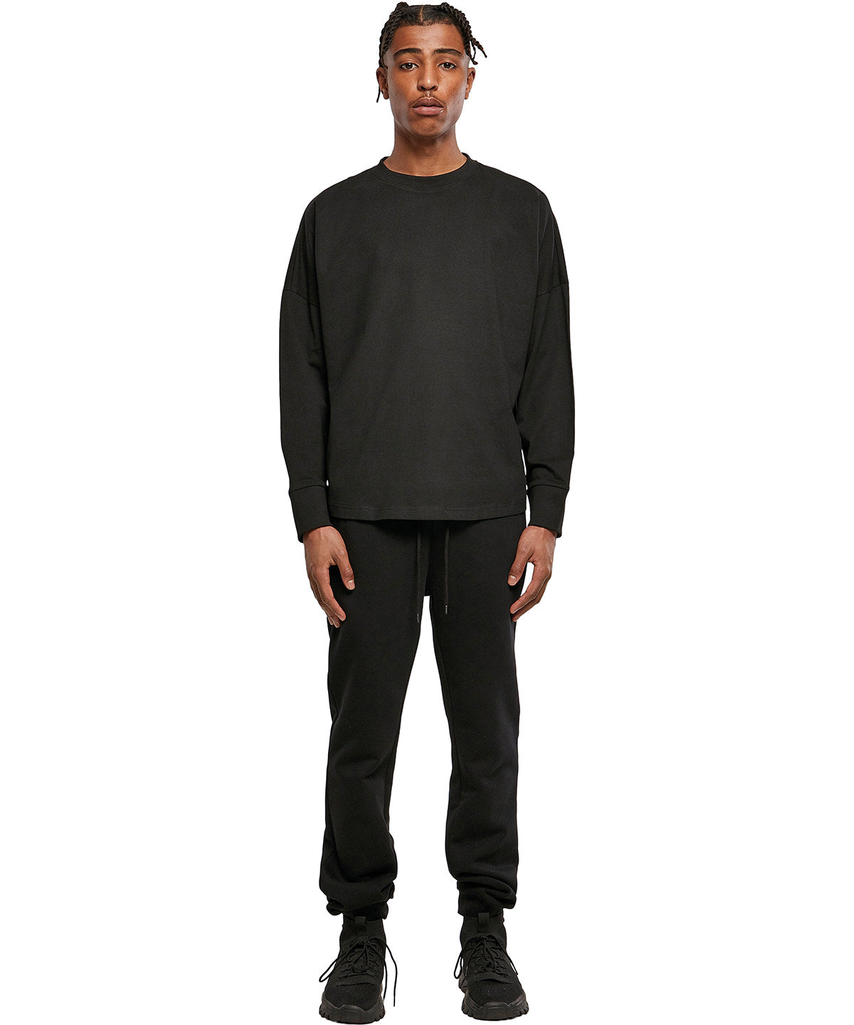 Build Your Brand Oversize cut on sleeve long sleeve, lifestyle photo