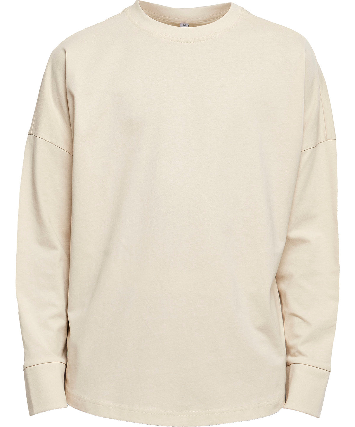 Build Your Brand Oversize cut on sleeve long sleeve in Sand, front view