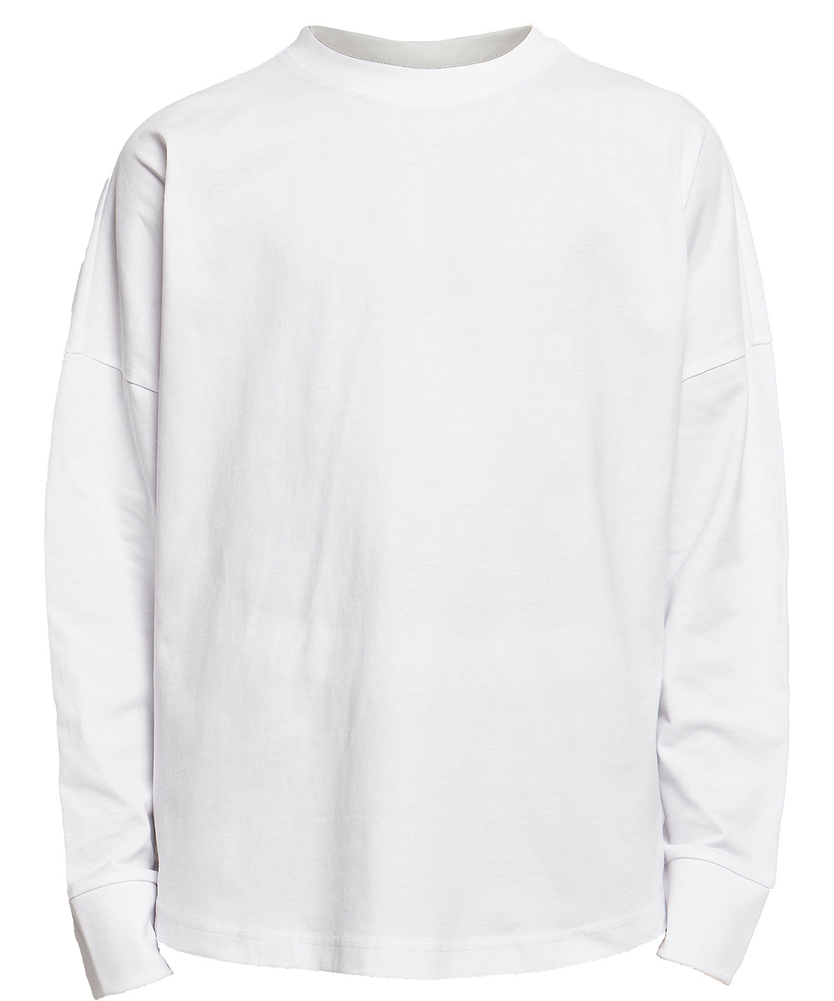 Build Your Brand Oversize cut on sleeve long sleeve in White, front view
